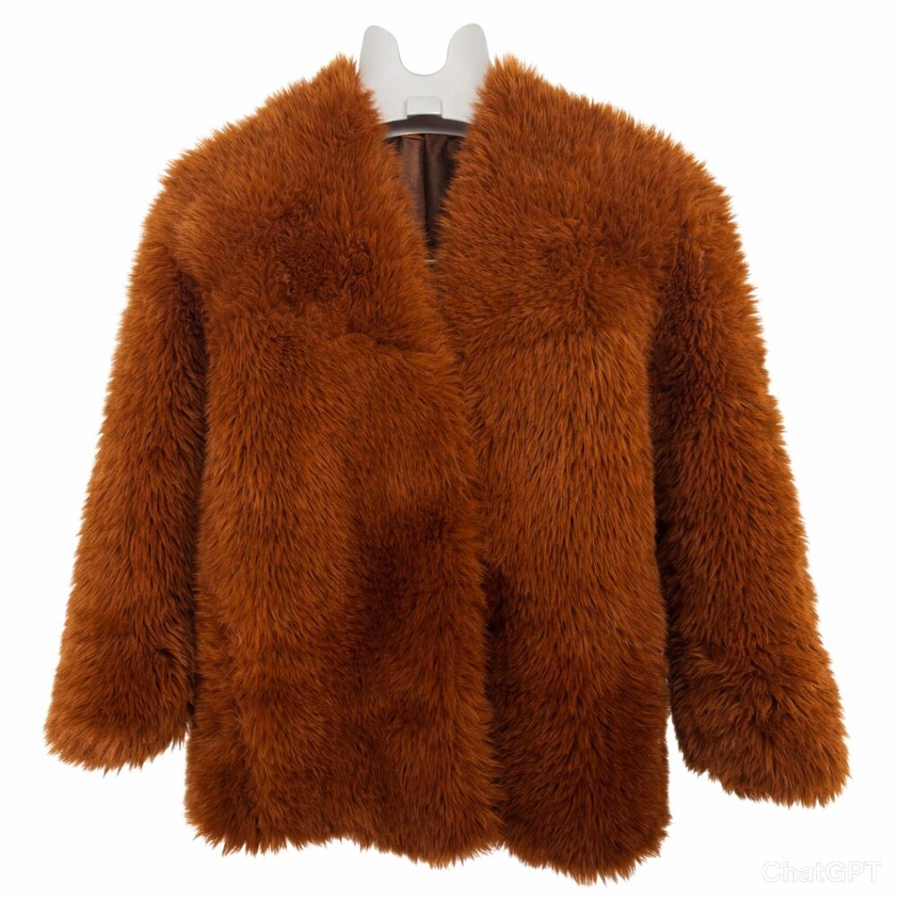Mango Rust Faux Fur Oversized Coat